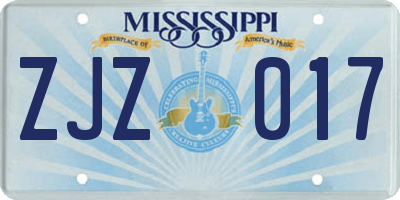 MS license plate ZJZ017