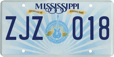 MS license plate ZJZ018