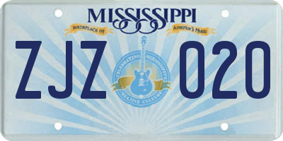 MS license plate ZJZ020