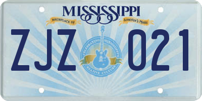 MS license plate ZJZ021