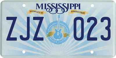 MS license plate ZJZ023