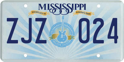 MS license plate ZJZ024