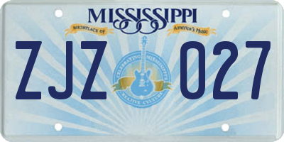 MS license plate ZJZ027