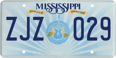MS license plate ZJZ029