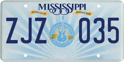 MS license plate ZJZ035