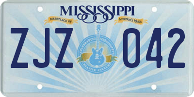 MS license plate ZJZ042