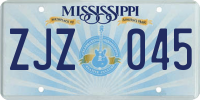 MS license plate ZJZ045