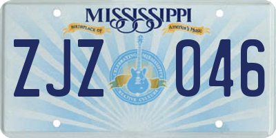 MS license plate ZJZ046