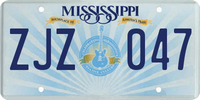 MS license plate ZJZ047