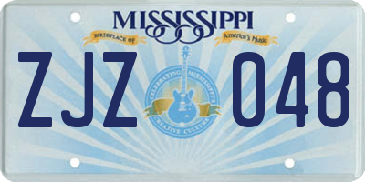 MS license plate ZJZ048