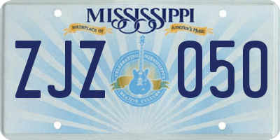 MS license plate ZJZ050