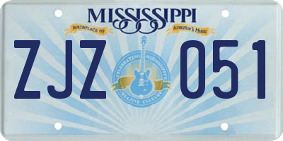 MS license plate ZJZ051
