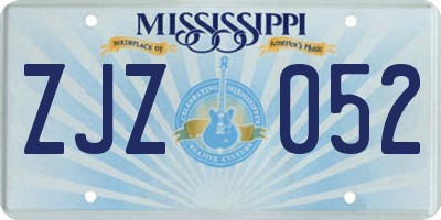 MS license plate ZJZ052