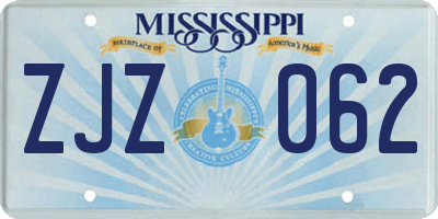 MS license plate ZJZ062
