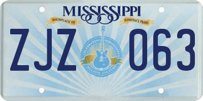 MS license plate ZJZ063