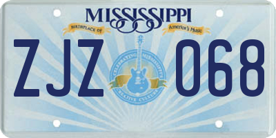 MS license plate ZJZ068