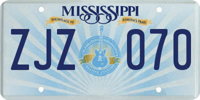 MS license plate ZJZ070