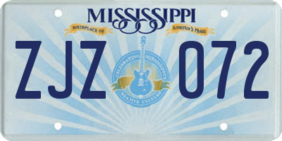 MS license plate ZJZ072