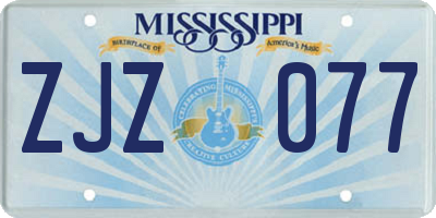 MS license plate ZJZ077