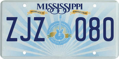 MS license plate ZJZ080