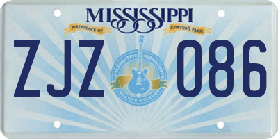 MS license plate ZJZ086