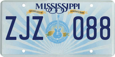 MS license plate ZJZ088