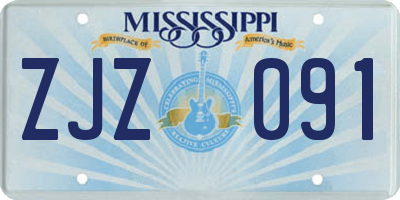 MS license plate ZJZ091