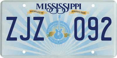 MS license plate ZJZ092