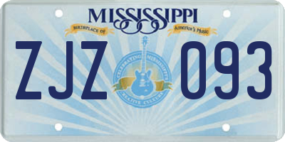 MS license plate ZJZ093