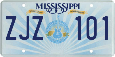 MS license plate ZJZ101