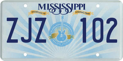 MS license plate ZJZ102