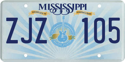 MS license plate ZJZ105