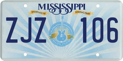 MS license plate ZJZ106