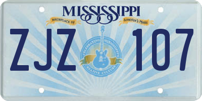 MS license plate ZJZ107