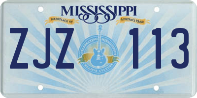 MS license plate ZJZ113