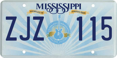 MS license plate ZJZ115