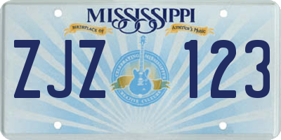 MS license plate ZJZ123