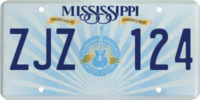 MS license plate ZJZ124