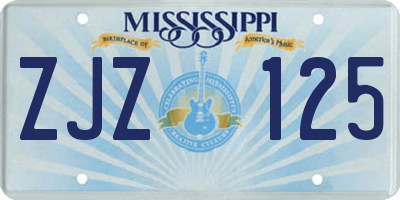MS license plate ZJZ125