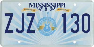 MS license plate ZJZ130