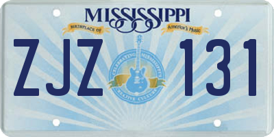 MS license plate ZJZ131