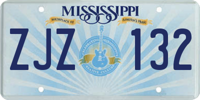 MS license plate ZJZ132