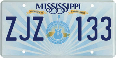MS license plate ZJZ133