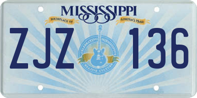 MS license plate ZJZ136