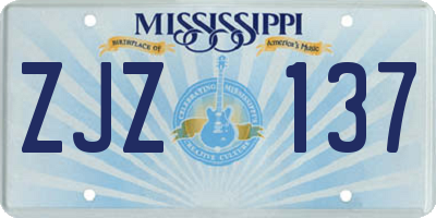 MS license plate ZJZ137