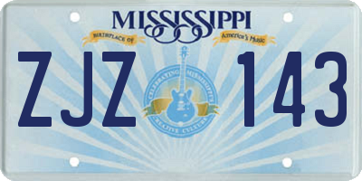 MS license plate ZJZ143