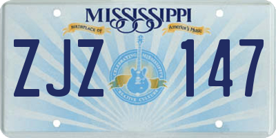 MS license plate ZJZ147
