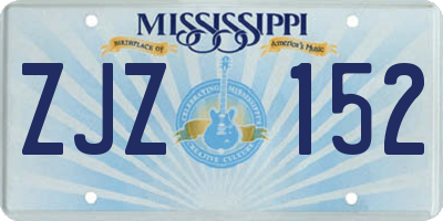 MS license plate ZJZ152