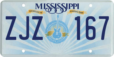 MS license plate ZJZ167