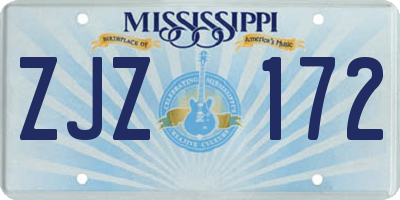 MS license plate ZJZ172
